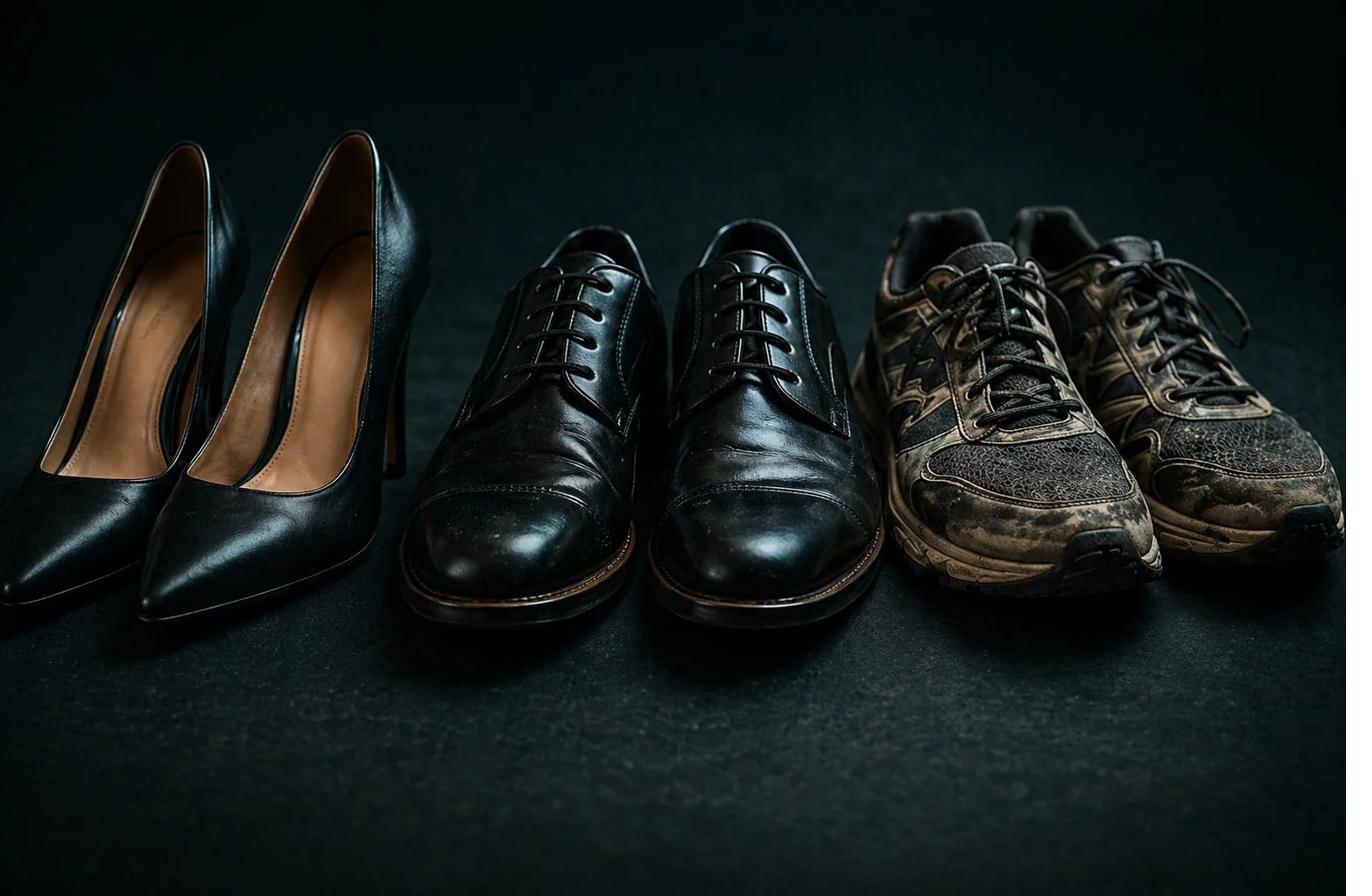 Tres pares de zapatos dañinos: tacones de aguja, oxford de puntera estrecha y zapatillas desgastadas